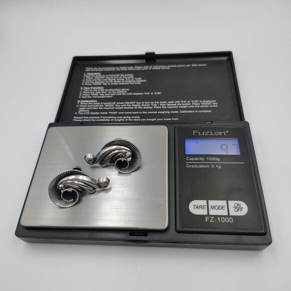 Vintage Danecraft Sterling Silver 925 Art Deco Floral Motif Screw Back Earrings - Picture 12 of 14